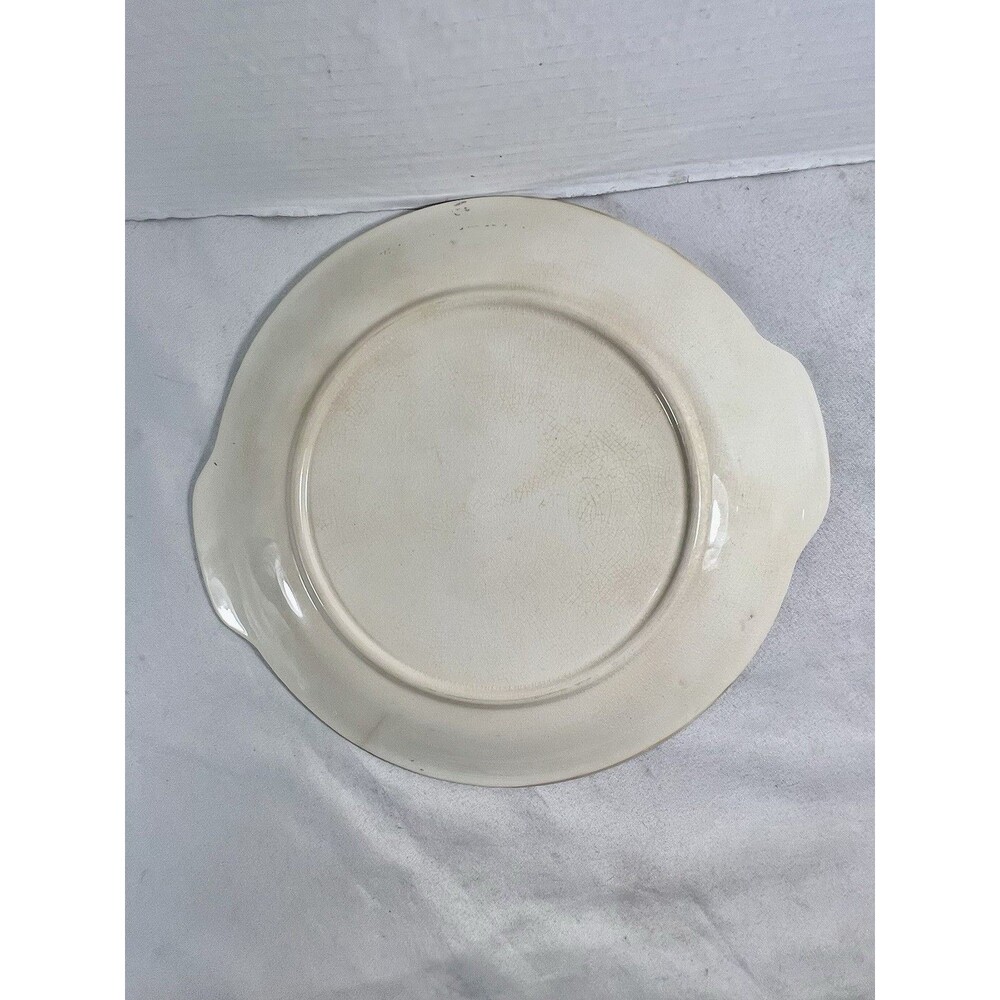 Royal Splendor Handled Serving Plate Beige Floral 22kt Gold Filigree 11.25” - Picture 12 of 12